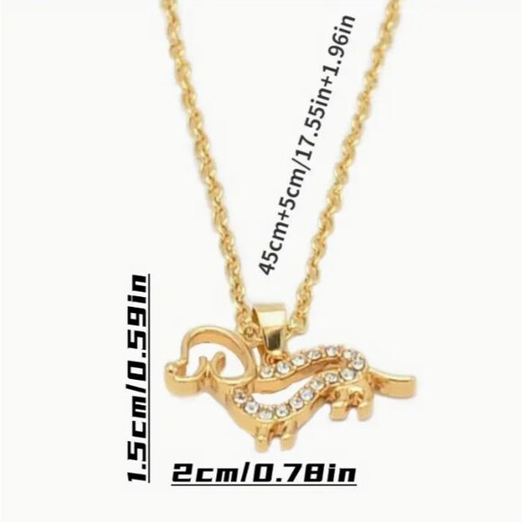 Cute Silver Hollow Dog Dachshund Rhinestones Necklace Dogs - Picture 4 of 4